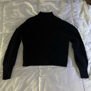 Black cropped turtle neck sweater.